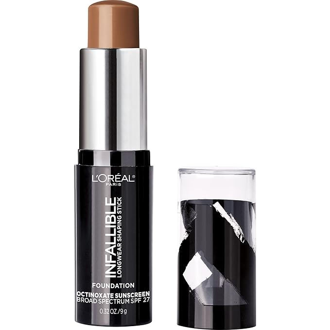 L'Oreal Paris Makeup Infallible Longwear Shaping Stick Foundation, 411 Chestnut, 1 Tube, 0.32 Ounce-Velvo Beauty