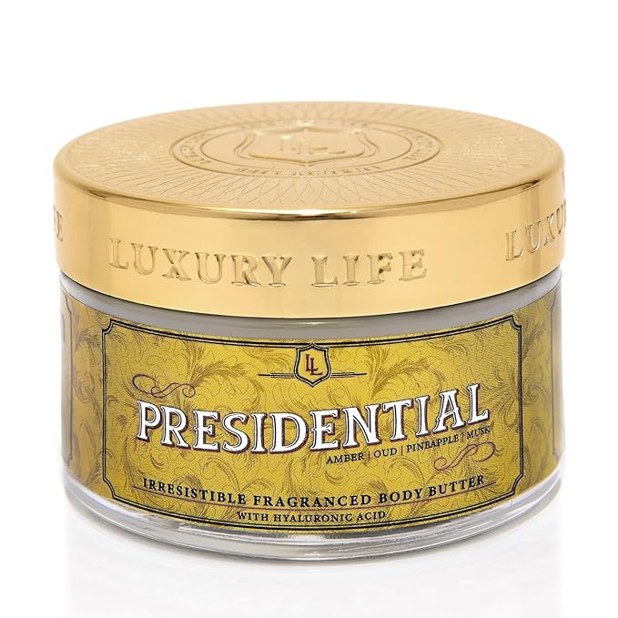 LUXURY LIFE BUTTER - Irresistibly Scented Body Butter with Hyaluronic Acid for Ultimate Moisture. Luxurious Natural Fragrance. Hydrates for a Non-Greasy Glamorous Glow, Presidential, 5 oz.-Velvo Beauty