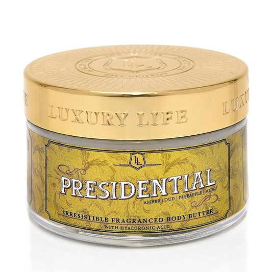 LUXURY LIFE BUTTER - Irresistibly Scented Body Butter with Hyaluronic Acid for Ultimate Moisture. Luxurious Natural Fragrance. Hydrates for a Non-Greasy Glamorous Glow, Presidential, 5 oz.-Velvo Beauty