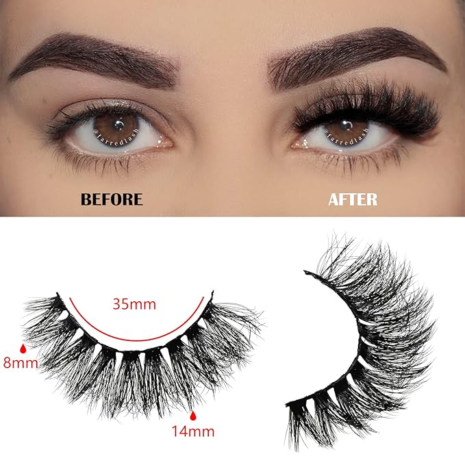 FARRED Wispy Lashes Hybrid Mink Eyelashes 14 Pairs Short Cat Eye Natural Fluffy False Eyelashes Faux Mink Strip Eye Lashes Pack for Daily Makeup (F18 | 8-14 mm)-Velvo Beauty