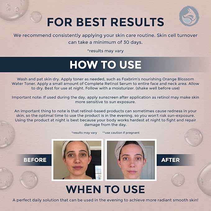 Retinol Face Serum - 3% Retinol - Anti Aging Night Serum - with Gotu Kola, Hyaluronic Acid, Horsetail Extract & Organic Jojoba Oil - 1oz by Foxbrim Naturals-Velvo Beauty