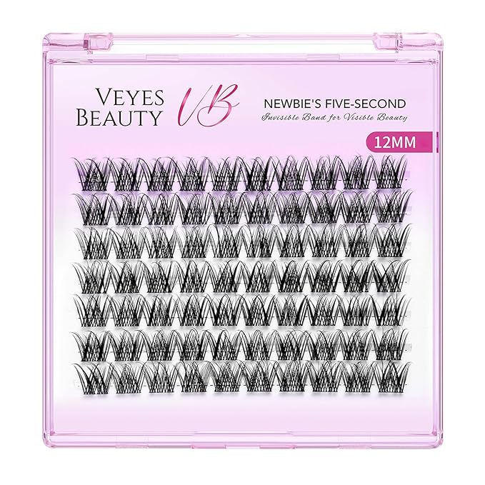 VEYESBEAUTY Lash Clusters Individual Eyelash Extensions Thin & Invisible Band DIY False Eyelashes for Self-application Newbie's Five-Second Series Wispy Lash Tray, LuxeBold 12mm Single Length-Velvo Beauty