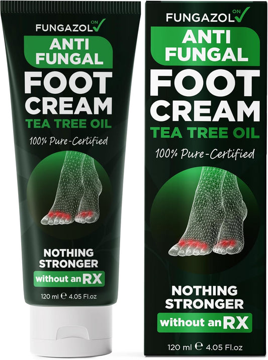 Foot Cream with Tea Tree Oil | Antifungal Cream to Soothes Cracked Heels, Dry Skin & Itchy Feet | Helps with Athlete’s Foot, Nail Fungus & Jock Itch | Relieves Itching & Burning | 4.05 fl oz-Velvo Beauty