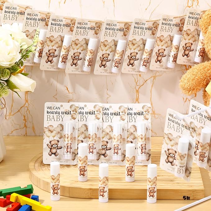 30 Pack Bear Baby Shower Party Gifts Favors Gifts Bulk Lip Balms for Guests Woman Man Entertainment Neutral Gender Reveal Favors Baby Shower Prizes Souvenirs Baby Gift Bags Stuffers-Velvo Beauty