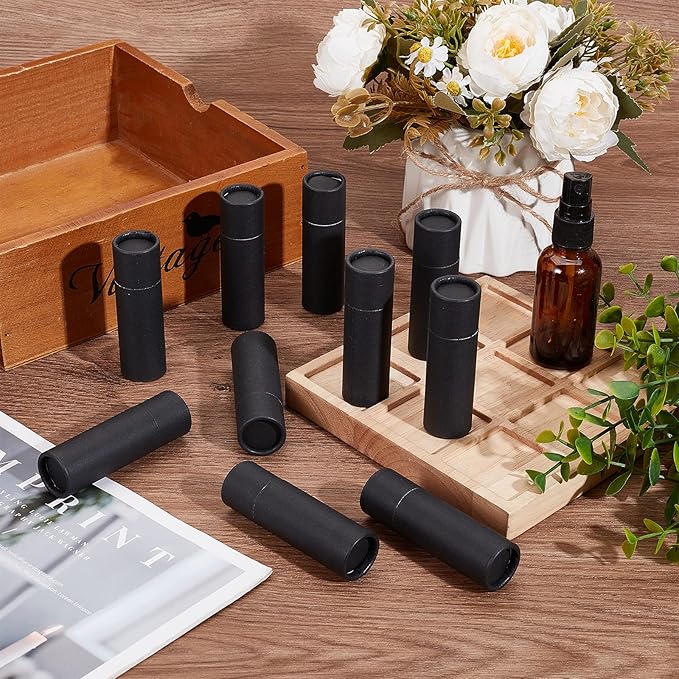 NICENEEDED 10 Pcs Kraft Paper Lipstick Tube, 0.6 Oz Paperboard Lip Balm Tubes, Cardboard Empty Deodorant Container Solid Perfume Tube Cosmetic Box for DIY Chapstick Deodorant Crayon-Velvo Beauty