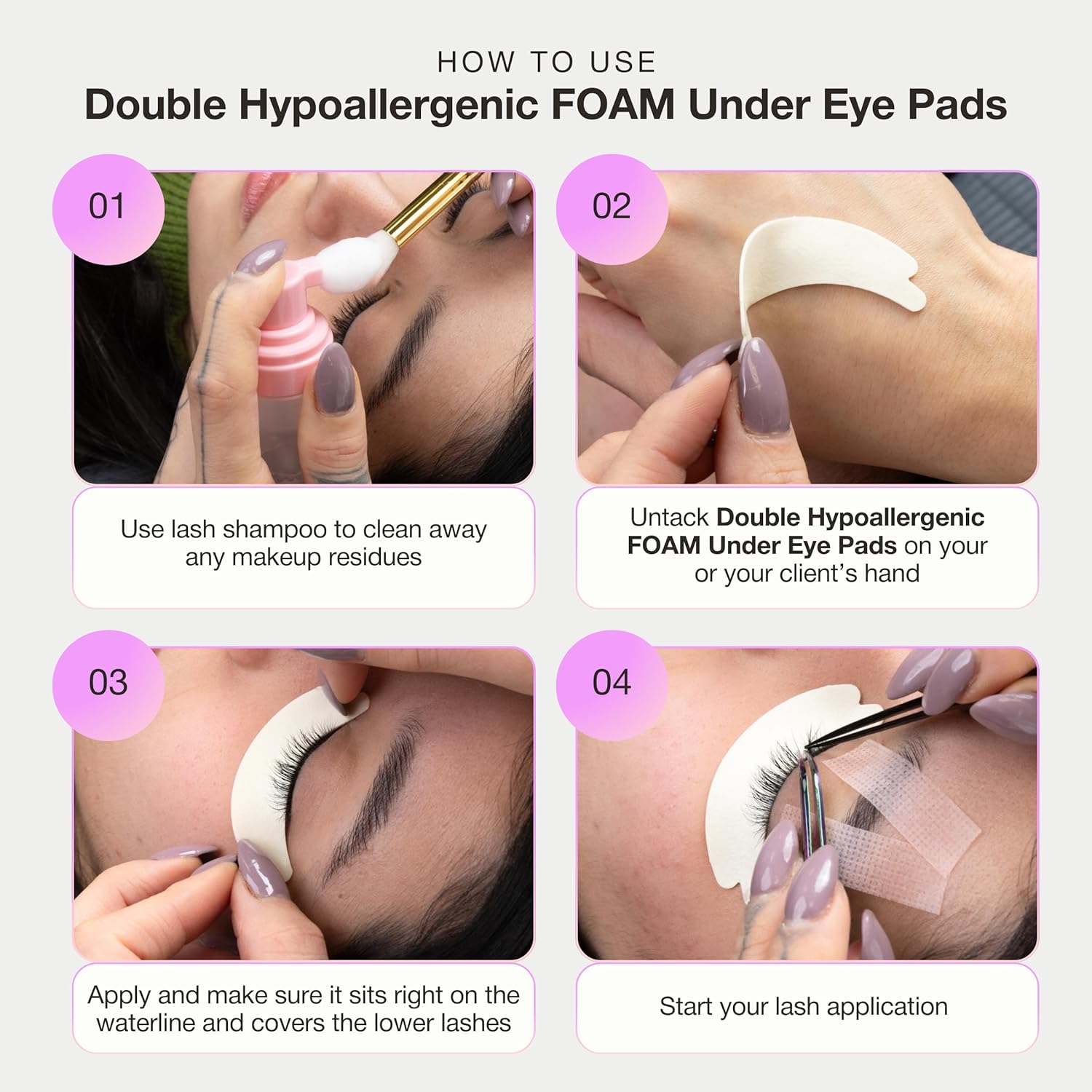 Curacoro Double Foam Eye Pads For Lash Extension, Hypoallergenic Eye Pads Lash Extension Supplies for Oily Skin & Sensitive Eyes, Soft Sticky Pads for Lash Perm Lamination, Lash Remover (46 Pads)-Velvo Beauty