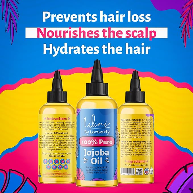 Locsanity Wini Pure 100% Cold Pressed Jojoba Oil for Hair and Body, 4 fl oz-Velvo Beauty