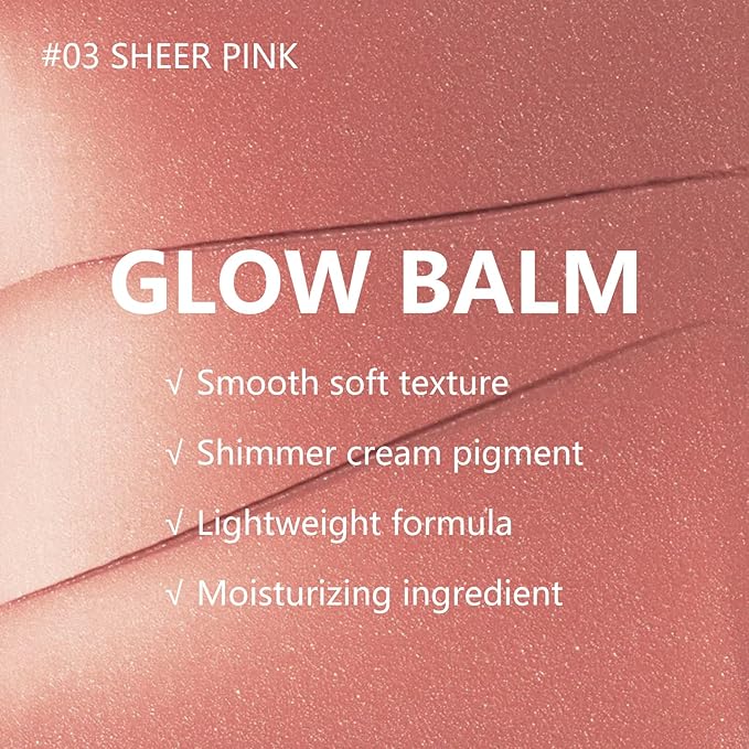 KYDA Miracle Glow Balm, Glow Tinted Blush Balm, Multiuse Face Balm for Cheek Lips Eyes, Hydrating Cream Blush, Blendable Lightweight, Shimmer Blusher, Sheer Pink, 1.76 oz-Velvo Beauty