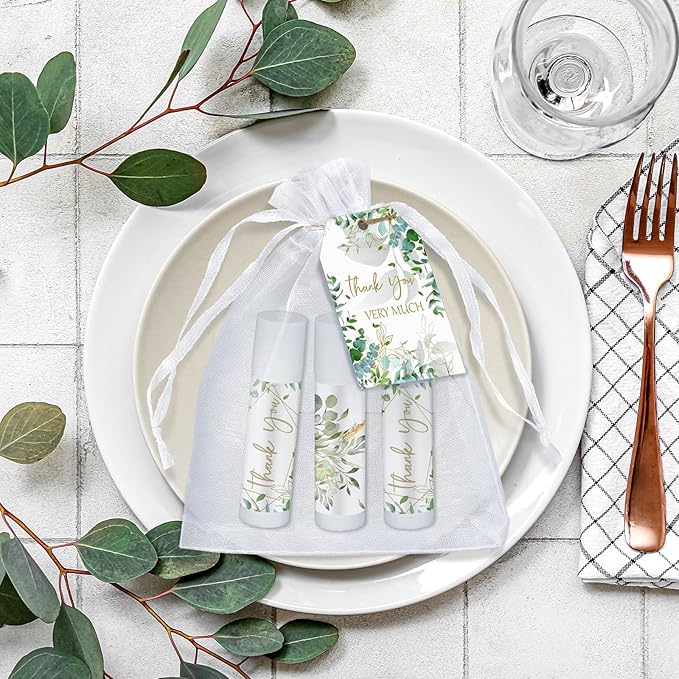 50 Set Employee Appreciation Gifts Bulk Baby Shower Favors Lip Balms Bulk Thank You Gifts Wedding Bridal Shower Bachelorette Gifts Prizes for Guests Women Teacher Coworker Nurse(Eucalyptus)-Velvo Beauty