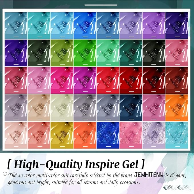 JEWHITENY 45 Pcs Gel Nail Polish Kit, Soak off Nail Lamp Gel Polish Starter Kit with 2pcs Glossy & Matte Top Coat and 2pcs Base Coat Gifts for Women-Velvo Beauty