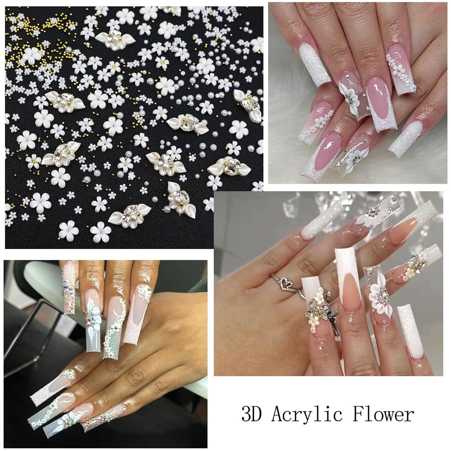 Nail Art Charms with Rhinestones Glue Gel Flatback Pearls Nail Charms Luxurious Nails Supplies Accessories Gold Steel Ball Gems Jewelry Pearls for Women Nails Design-Velvo Beauty