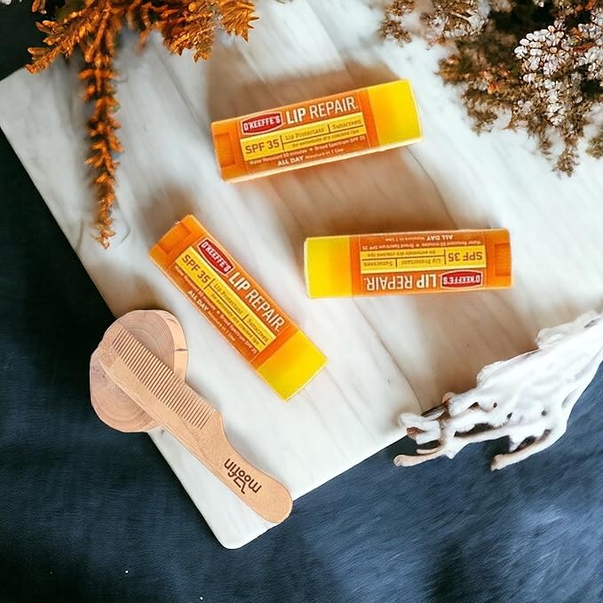 O'Keeffe'S Lip Repair Lip Repair with SPF35, 015 oz - Ultimate SPF Lip Balm for All-Day Moisture, with Moofin Wooden Comb - for Dry Cracked Lips, Lip Balm Hydrating Quick Absorption for Smooth Lips,-Velvo Beauty