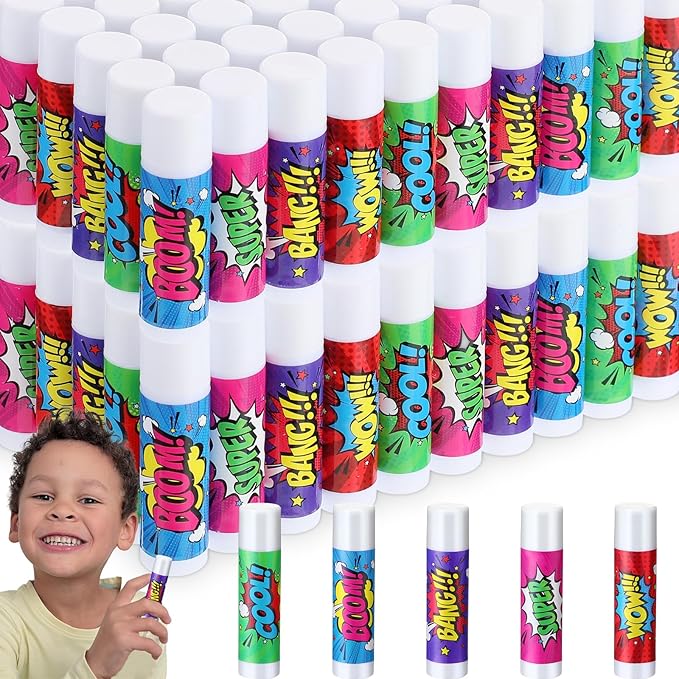 100 Pcs Hero Party Favors Lip Balms Bulk for Kids Birthday Party Moisturizing Lip Balm for Hero Themed Celebration Gifts Lip Care Products for Classroom Rewards Favor Party Supplies-Velvo Beauty