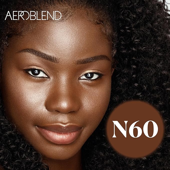 AEROBLEND Airbrush Foundation Makeup (N60) Professional, Water-Based, Buildable, Long-wearing, For all skin types, 1 oz-Velvo Beauty