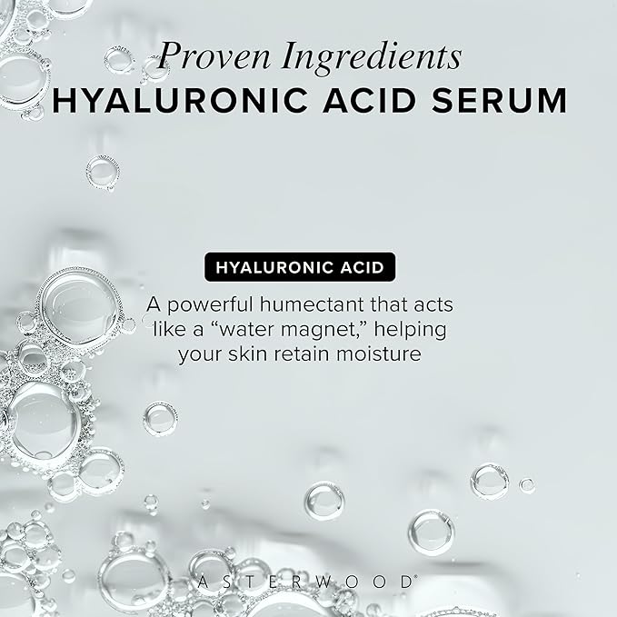 Asterwood Hyaluronic Acid Serum for Face - Plumping, Anti-Aging, Hydrating - Fragrance-Free - 2 Fl Oz-Velvo Beauty