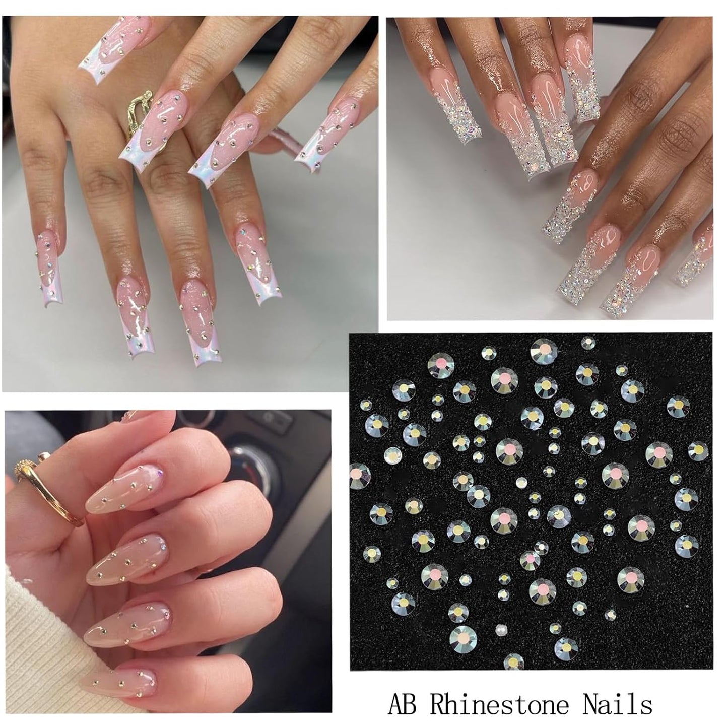 Nail Art Pearls Rhinestones with Glue Gel Flatback Cream Pearls AB Rhinestones Nail Charms Mixed Size 0.04-0.2in Nails Gems Pearl Accessories for Women Nails Design Decoration-Velvo Beauty