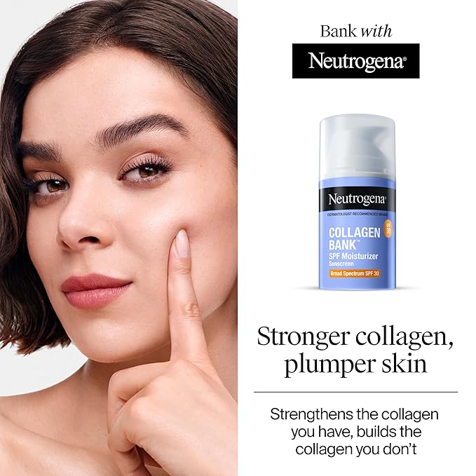 Neutrogena Collagen Bank Face Moisturizer, Broad Spectrum SPF 30 Anti-Aging Face & Neck Collagen Cream, Micro-Peptides, No White Cast 2 fl oz & Trial Size Hydro Boost Facial Cleanser, 0.5oz-Velvo Beauty