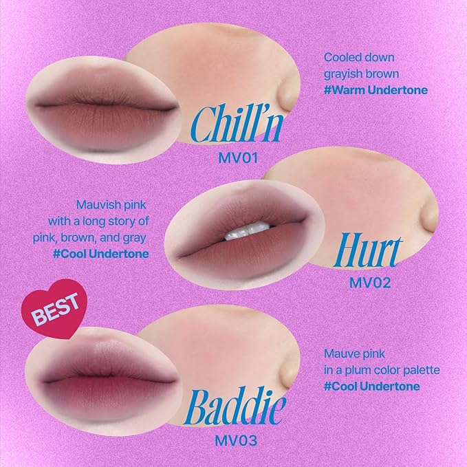 Lip&Cheek Blurry Pudding Pot | Cold-hearted Moment - Baddie | Makeup Blush, Buildable Lightweight, Multi-Use Soft Matte Finish | 5g-Velvo Beauty