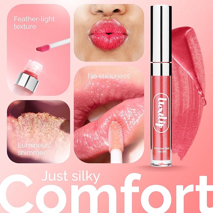 LuxeLip™ Matte Lipstick, Hydrating Non-Sticky Lip Gloss for Luminous Shine & Moisturized Lips, Lightweight, Long-Lasting Glossy Finish, Cruelty-Free Lip Makeup for Women (Petulant Blush, 8ml)-Velvo Beauty