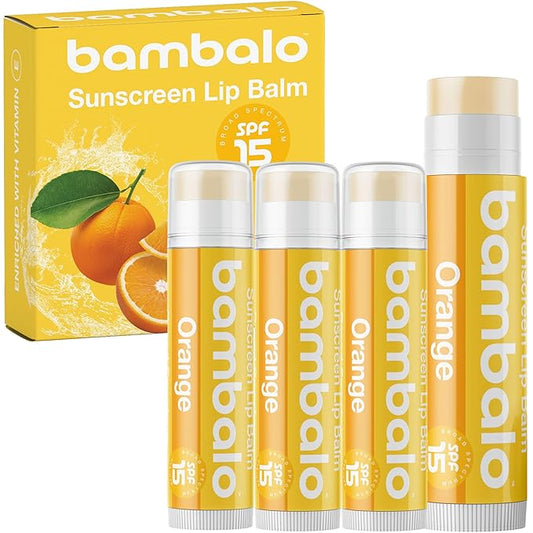 4-Pack Orange SPF 15 Lip Balm - Organic Ingredients, Broad Spectrum UVA/UVB Protection - Hydrating & Moisturizing, USA Made-Velvo Beauty