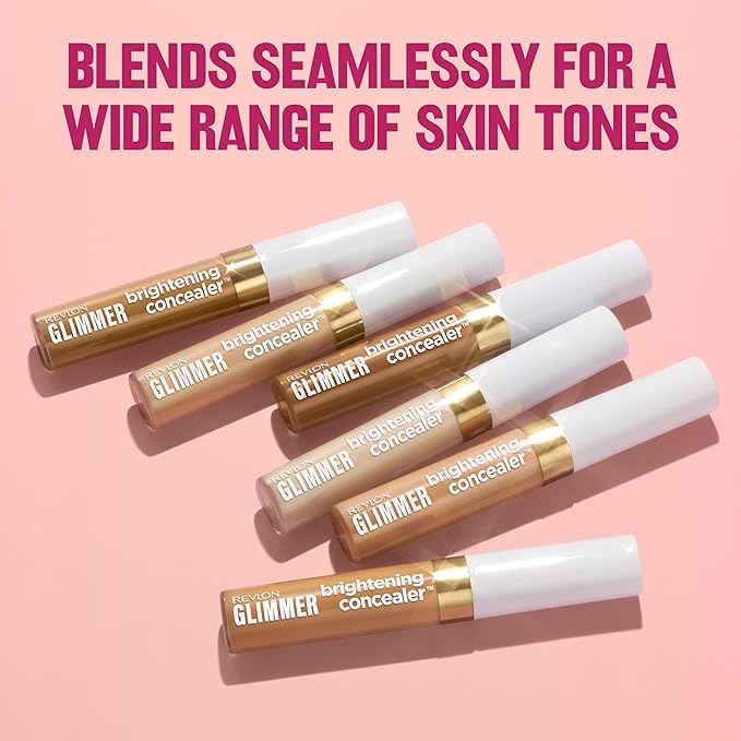 Revlon Glimmer Brightening Concealer, Liquid Under Eye Makeup, Made with Caffeine, Vitamin C, & Stevioside, 155, 0.3 fl oz-Velvo Beauty