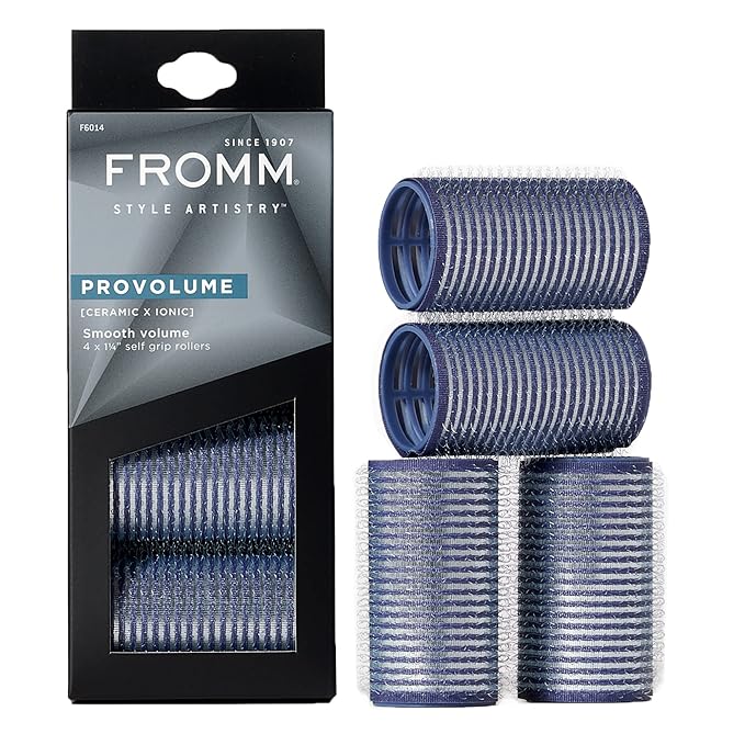 Fromm ProVolume 1.25" Self-Grip Ceramic Ionic Thermal Hair Rollers, 4 Count, Salon Quality Hair Curlers for Shorter or Medium Length Hair, Bangs and Tighter Curls-Velvo Beauty