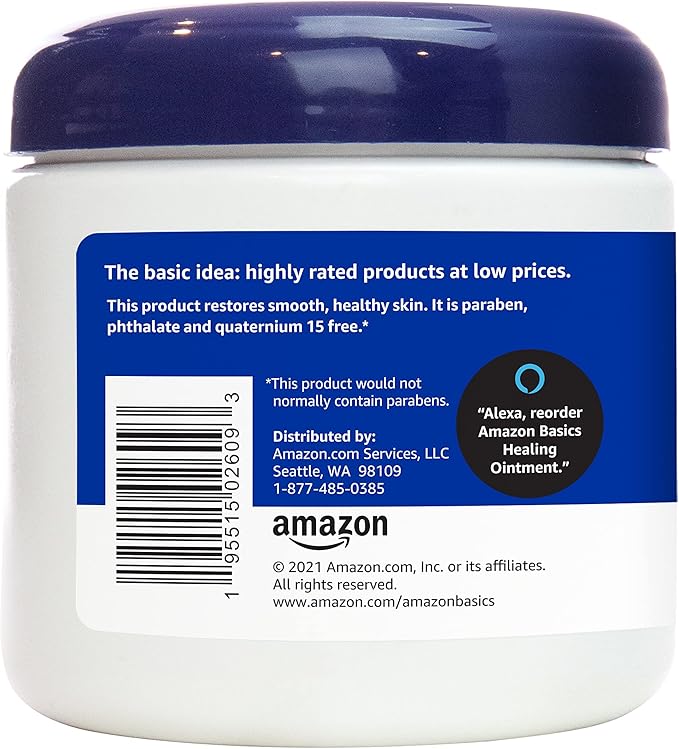 Amazon Basics Healing Ointment and Skin Protectant for Dry & Cracked Skin, Fragrance Free, 14 Ounce, 4-Pack (Previously Solimo)-Velvo Beauty