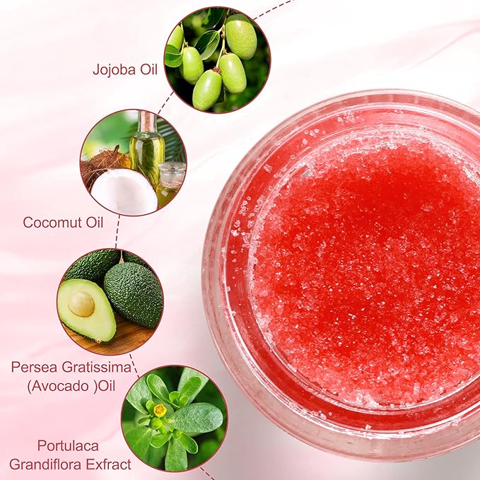 Lip Scrub, Exfoliator & Moisturizer, Lip Repair for Lush Soft Lips, Chapped Dry and Flaky Lips Treatment (Strawberry)-Velvo Beauty