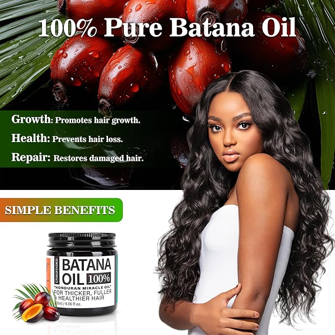 Organic Batana Oil for Hair Growth, 100% Pure Batana from Honduras, Hair Treatment Oil for Thick and Strong Hair, 4 fl oz-Velvo Beauty