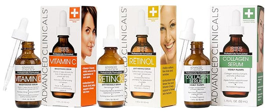 Advanced Clinicals - Retinol Serum For Face, Firming Collagen Serum, Vitamin C Serum Skincare Set, 1.75 Fl Oz, 3pc Set-Velvo Beauty