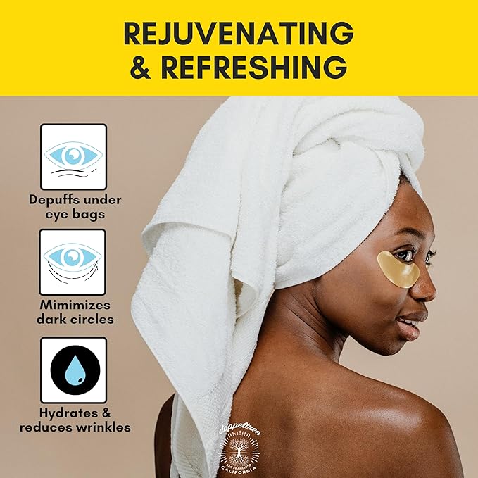 Under Eye Patches & Masks (18 Pairs) - All Natural Anti Aging Treatment for Bags, Puffiness, Wrinkles, & Dark Circles - 24K Gold, Collagen, Hyaluronic Acid, Hydrogel - Formulated in San Francisco-Velvo Beauty