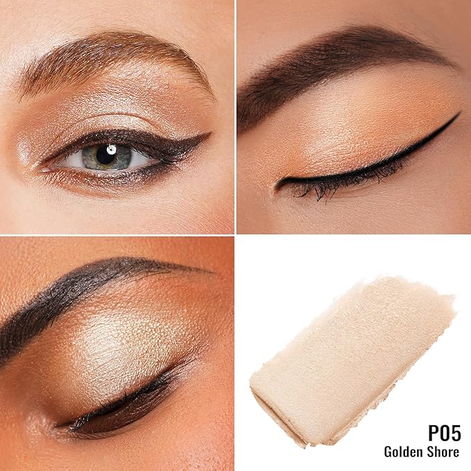 Oulac Cream Eyeshadow also for Highlighter Large Capacity Highly Pigmented Eye Shadow Waterproof &Long Lasting with Moisturizing Formula, Shimmer Glitter Eye Makeup. 6g.P05+17-Velvo Beauty