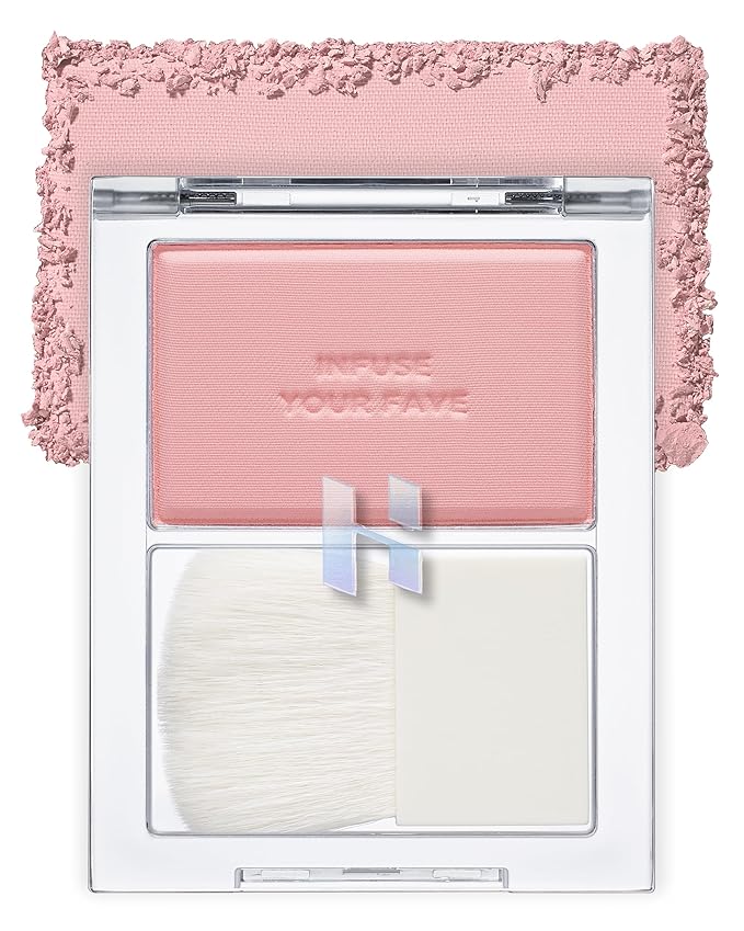 HOLIKA HOLIKA Infusing Blush with Brush - Lightweight, Smooth, Blendable Cheek Blusher, Sebum-Control, Natural Pore Coverage, Built-In Brush, Long-Lasting Pigment for Romantic Mood (05 SIMOON)-Velvo Beauty