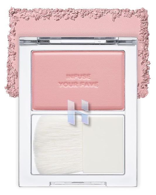HOLIKA HOLIKA Infusing Blush with Brush - Lightweight, Smooth, Blendable Cheek Blusher, Sebum-Control, Natural Pore Coverage, Built-In Brush, Long-Lasting Pigment for Romantic Mood (05 SIMOON)-Velvo Beauty