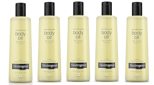 Neutrogena Body Oil Light Sesame Formula, Dry Skin Moisturizer & Hydrating Body Massage Oil, for Radiant & Healthy Looking Glow, Nourishing Bath Oil for Sheer Moisture, 8.5 fl. oz-Velvo Beauty
