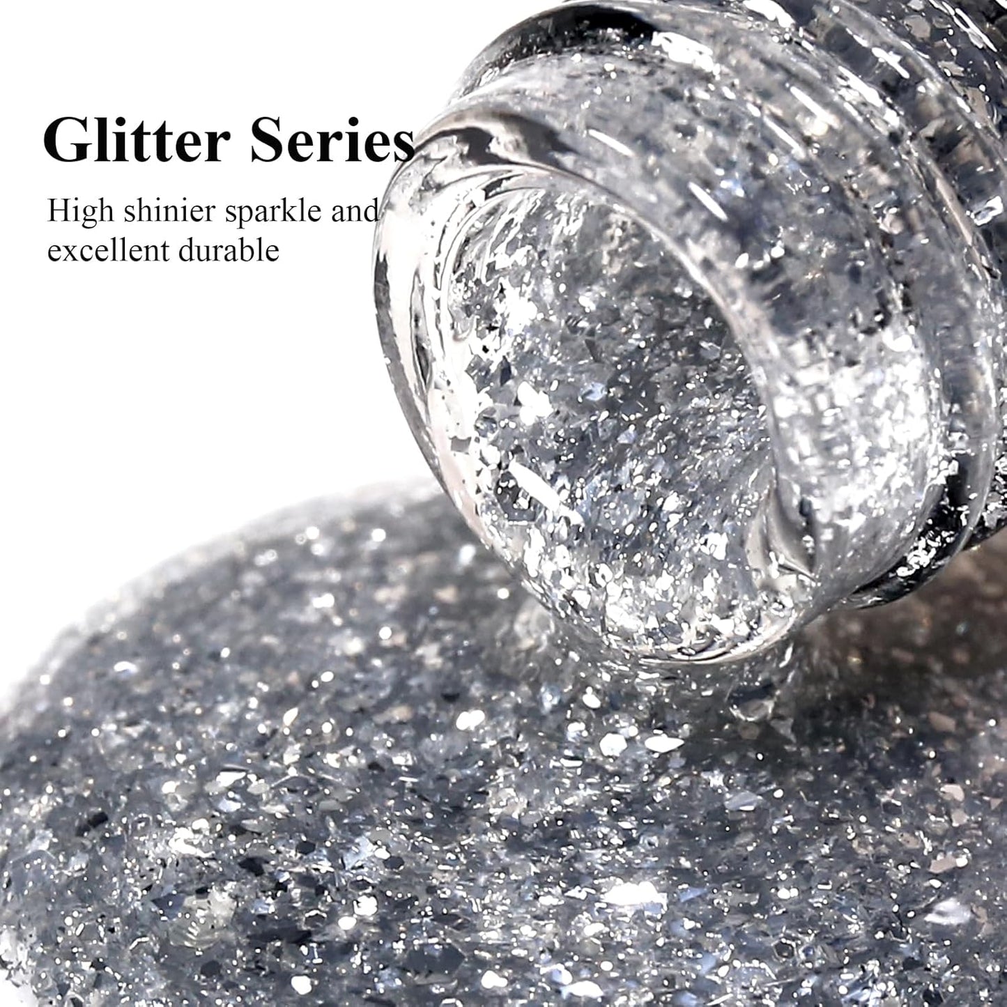 Imtiti Glitter Gel Nail Polish, Silver Glitter Gel Polish Diamond Shimmer Sparkle Soak Off UV LED Autumn Winter Manicure 10ML-Velvo Beauty