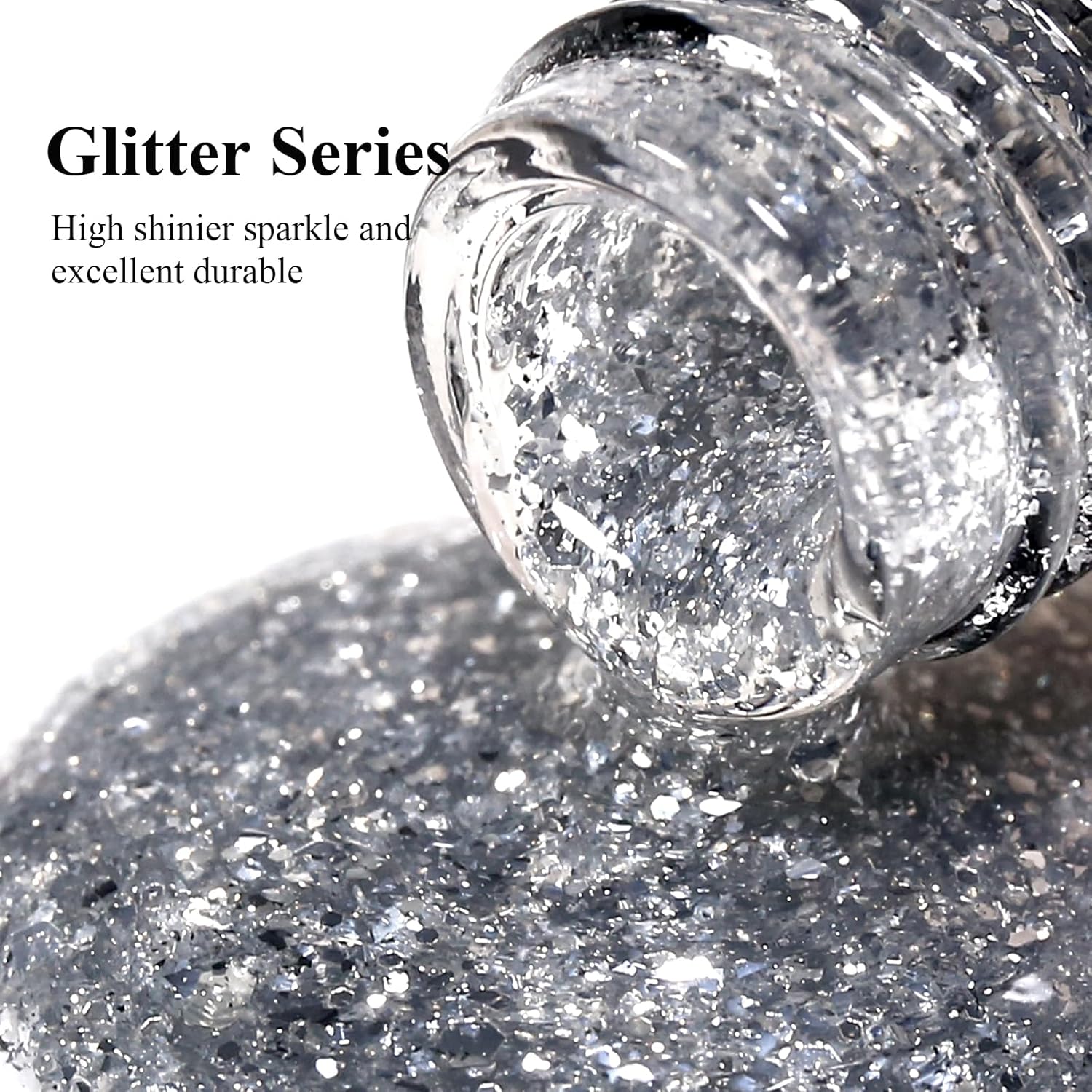 Imtiti Glitter Gel Nail Polish, Silver Glitter Gel Polish Diamond Shimmer Sparkle Soak Off UV LED Autumn Winter Manicure 10ML-Velvo Beauty