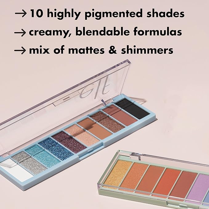 e.l.f. Perfect 10 Eyeshadow Palette, Ten Ultra-pigmented Blue & Purple Metallic Shades, Blendable Formula, Vegan & Cruelty-Free, Intergalactic-Velvo Beauty