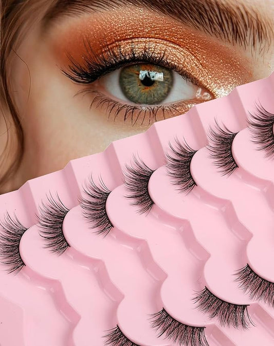 Half Lashes Natural Eyelashes Wispy Lashes Natural Look Cat Eyelashes False Corner Lash Soft Fluffy 3/4 False Eyelash 7 Pairs 14MM D19-Velvo Beauty