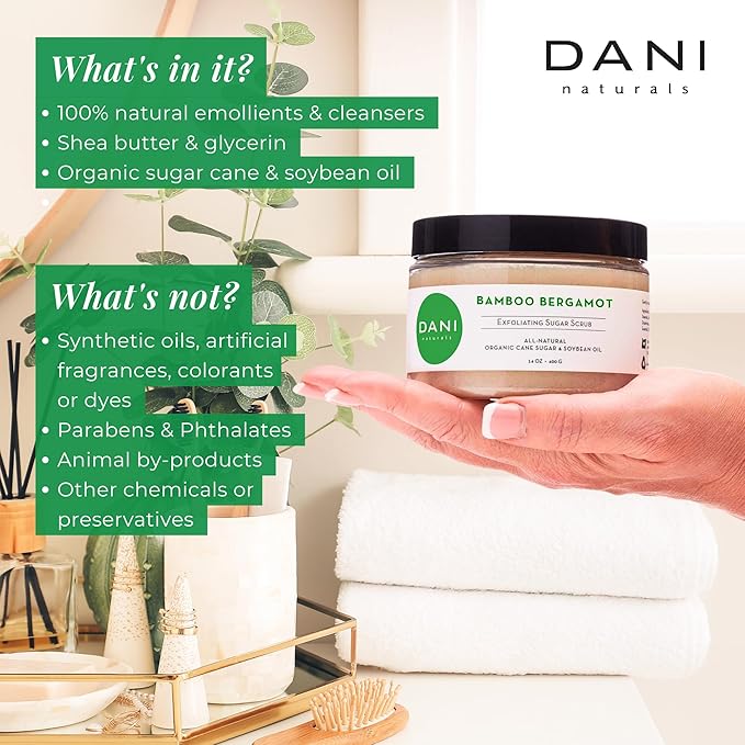 Naturals Sugar Scrub - Exfoliating Bamboo Bergamot – Organic cane sugar and shea butter gently exfoliate and nourish skin, leaving it smooth, refreshed, and hydrated – 14 oz-Velvo Beauty