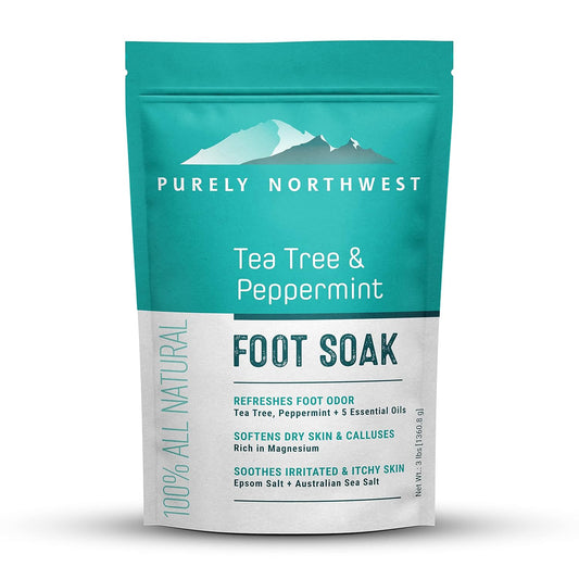 3 Pounds-Tea Tree, Peppermint, Foot Soak | MSM with Epsom Salt Soothes Burning & Itching from Athletes Foot & Foot Odors-Softens Dry Calloused Heels Made by Purely Northwest-Velvo Beauty