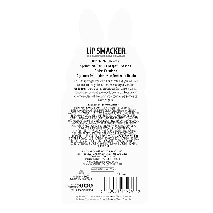 Lip Smacker Easter Lip Balm Trio Card - Bunny | Easter Basket Stuffers for Children-Velvo Beauty