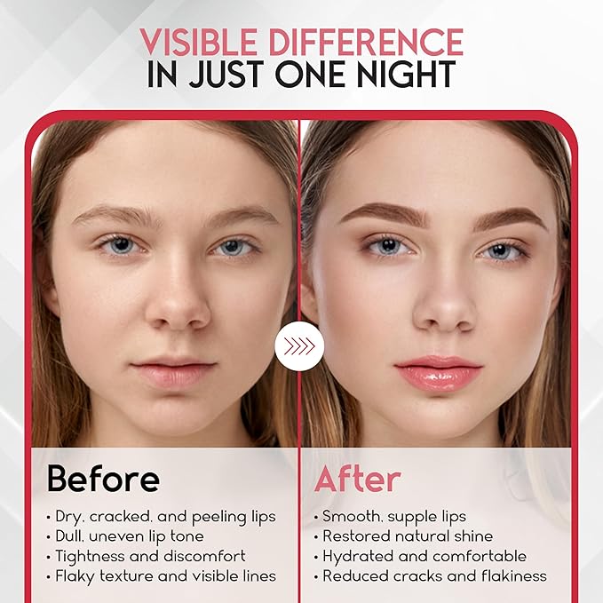 Lip Mask Overnight with Hyaluronic Acid & Collagen, Lip Sleeping Mask for Dry Cracked Lips, Moisturizing, Hydrating, Exfoliating Night Treatment for Lip Care (Strawberry)-Velvo Beauty