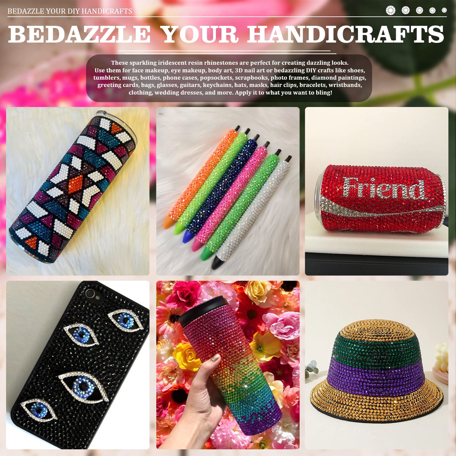 Resin Rhinestones Crafting, 2/3/4/5/6mm Flatback Jelly Rhinestones, 2 Boxes White Non Hotfix Crystal Gems for Bedazzling Crafts Mugs Tumblers Clothes Makeup Nail-Velvo Beauty