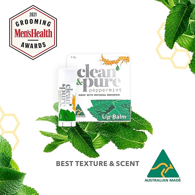 Lip Balm, 2-Pack (Peppermint) | Manuka Honey Beauty Products | Lip Care Set With 100% All Natural Beeswax and Vitamin E Oil | Flavored Lip Balm for Dry, Chapped Lips-Velvo Beauty