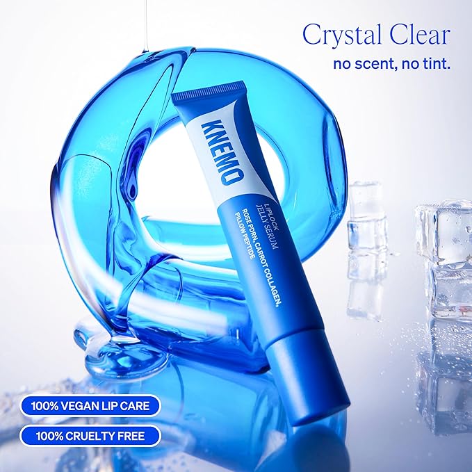 LipLock Jelly Serum for Dry Lips, Long-Lasting, Hydrating, Plumping, Glossy Mask with Rose PDRN, Carrot Collagen, Pillow Peptide, Moisturizing Tinted Lip Balm. (Crystal Clear)-Velvo Beauty