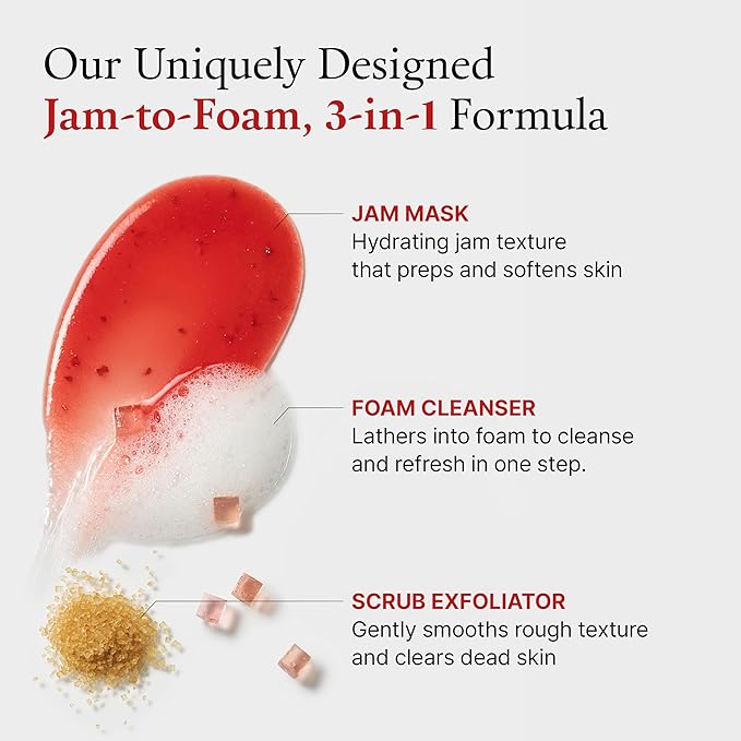 FULLY Red Tomato Jam Mask Cleanser, Gentle Exfoliation, Refines Skin Texture, Clear Pores, Hydration, Face Wash, Vegan, Rough & Sensitive Skin, Korean Skincare 4.05 fl.oz-Velvo Beauty