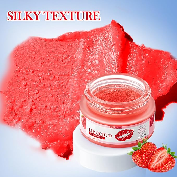 2PCS Strawberry & Orange Conditioning Lip Scrub Kit,Moisturizing Lip Sleeping Mask Long Lasting Hydrating Lip Scrubber Exfoliator Lip Care Products for Men & Women-Velvo Beauty