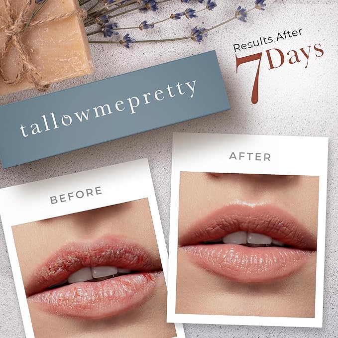 Peppermint Lip Balm, Ultra-Soothing, Deeply Hydrating Tallow Lip Balm with Grass Fed Beef Tallow, Beeswax, Jojoba Oil & More, Non Toxic Lip Care, Made in the USA, 0.15 Oz.-Velvo Beauty