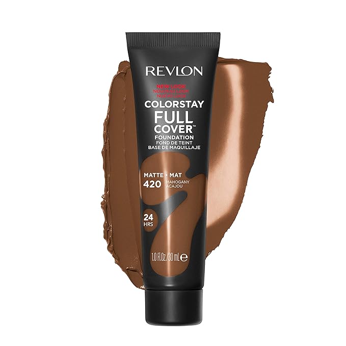 Revlon ColorStay Full Cover Longwear Matte Foundation, Heat & Sweat Resistant Lightweight Face Makeup, Mahogany (420), 1.0 oz-Velvo Beauty